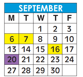 District School Academic Calendar for Early Beginnings Academy West for September 2021