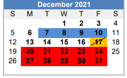 District School Academic Calendar for Brownfield Middle for December 2021
