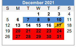 District School Academic Calendar for Oak Grove Elementary for December 2021