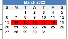 District School Academic Calendar for Oak Grove Elementary for March 2022