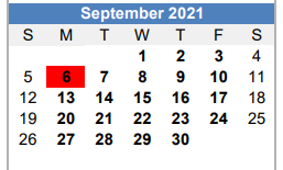 District School Academic Calendar for Brownfield High School for September 2021