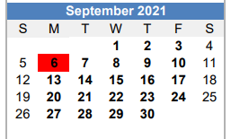 District School Academic Calendar for Brownfield Middle for September 2021