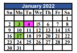 District School Academic Calendar for Chandler Intermediate for January 2022