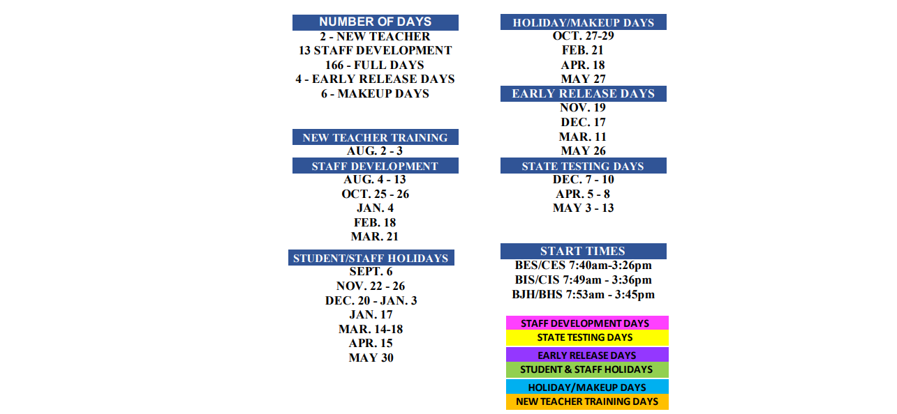 District School Academic Calendar Key for Brownsboro Int