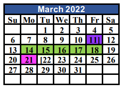 District School Academic Calendar for Brownsboro J H for March 2022