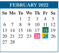 District School Academic Calendar for Martin Elementary for February 2022