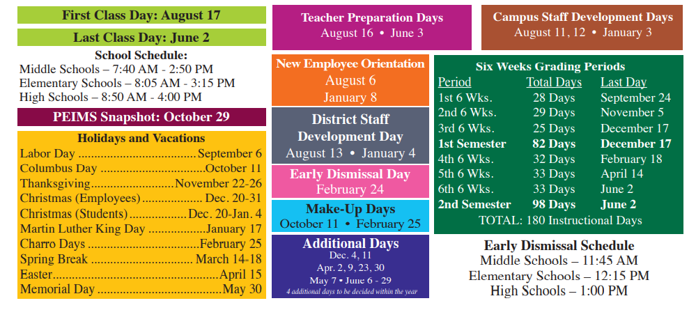District School Academic Calendar Key for Adult Ed
