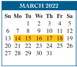 District School Academic Calendar for Sharp Elementary for March 2022