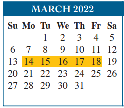 District School Academic Calendar for Longoria Elementary for March 2022