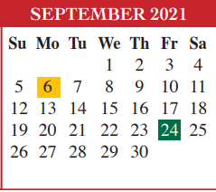 District School Academic Calendar for Champion Elementary for September 2021