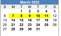 District School Academic Calendar for B-e Achievement Ctr for March 2022
