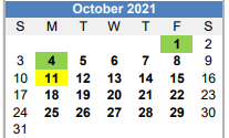 District School Academic Calendar for Axtell/be Daep for October 2021