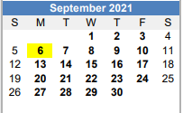 District School Academic Calendar for B-e Achievement Ctr for September 2021