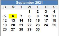 District School Academic Calendar for Challenge Academy for September 2021