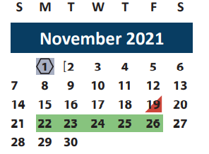 District School Academic Calendar for Sul Ross Elementary for November 2021