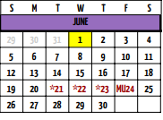 District School Academic Calendar for Buffalo Elementary for June 2022