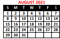 District School Academic Calendar for Harvey Austin School #97 for August 2021