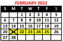 District School Academic Calendar for International School for February 2022