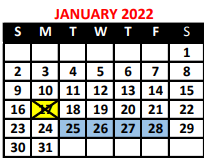 District School Academic Calendar for The Academy School #131 for January 2022