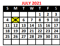 District School Academic Calendar for P.S. 61 for July 2021