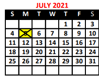 District School Academic Calendar for The Academy School #131 for July 2021