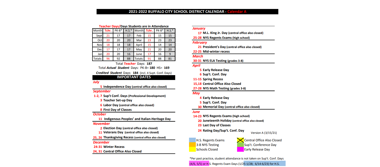 District School Academic Calendar Key for Bilingual Early Childhood Center