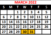 District School Academic Calendar for Seneca Vocational High School for March 2022