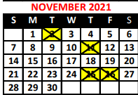 District School Academic Calendar for Stanley Makowski Early Childhood Center for November 2021