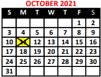 District School Academic Calendar for P.S. 66 North Park Academy for October 2021