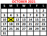 District School Academic Calendar for The Academy School #131 for October 2021