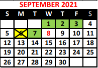 District School Academic Calendar for Montessori At #78 for September 2021