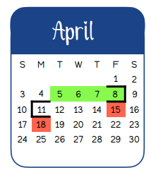 District School Academic Calendar for Bullard H S for April 2022