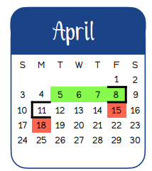 District School Academic Calendar for Smith Co Jjaep for April 2022