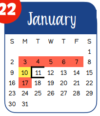 District School Academic Calendar for Smith Co Jjaep for January 2022