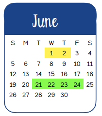 District School Academic Calendar for Smith Co Jjaep for June 2022