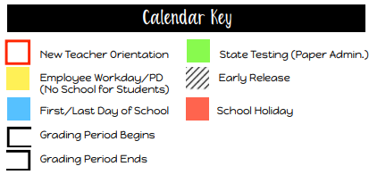 District School Academic Calendar Legend for Bullard Es