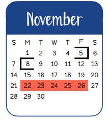 District School Academic Calendar for Smith Co Jjaep for November 2021