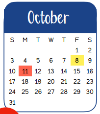 District School Academic Calendar for Smith Co Jjaep for October 2021