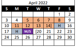 District School Academic Calendar for Buna Elementary for April 2022