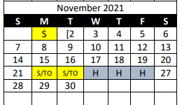 District School Academic Calendar for Buna High School for November 2021