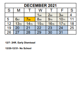 District School Academic Calendar for Johnston Elementary for December 2021