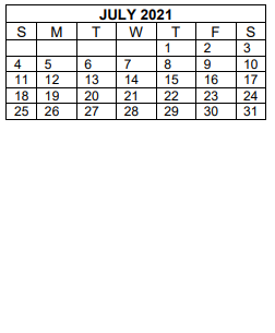 District School Academic Calendar for Glen Arden Elementary for July 2021