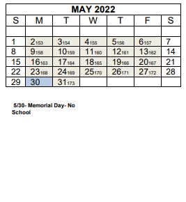 District School Academic Calendar for Charles D Owen Middle for May 2022