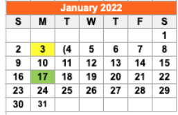 District School Academic Calendar for John G Hardin El for January 2022