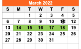 District School Academic Calendar for Wichita Co Jjaep for March 2022