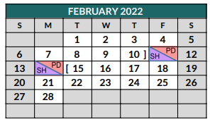 District School Academic Calendar for Hughes Middle School for February 2022