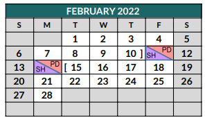 District School Academic Calendar for Burleson High School for February 2022