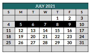 District School Academic Calendar for Nick Kerr Middle School for July 2021