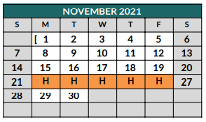 District School Academic Calendar for Bransom Elementary for November 2021