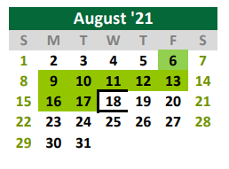District School Academic Calendar for Quest for August 2021